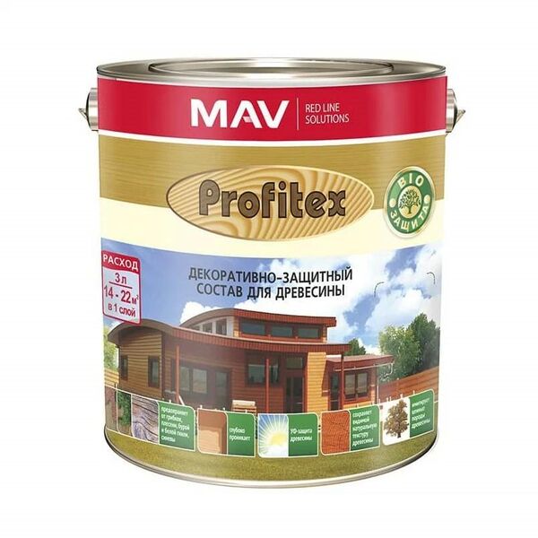 Состав PROFITEX декоративно-защитный для древесины, черный венге